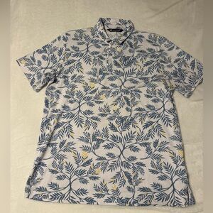 Travis Mathew White and Blue Floral Polo